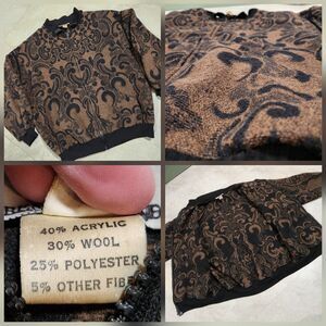 VTG Robben Alexander Womens XL? Wool Blend Full Zip Knit Brown Sweater Jacket